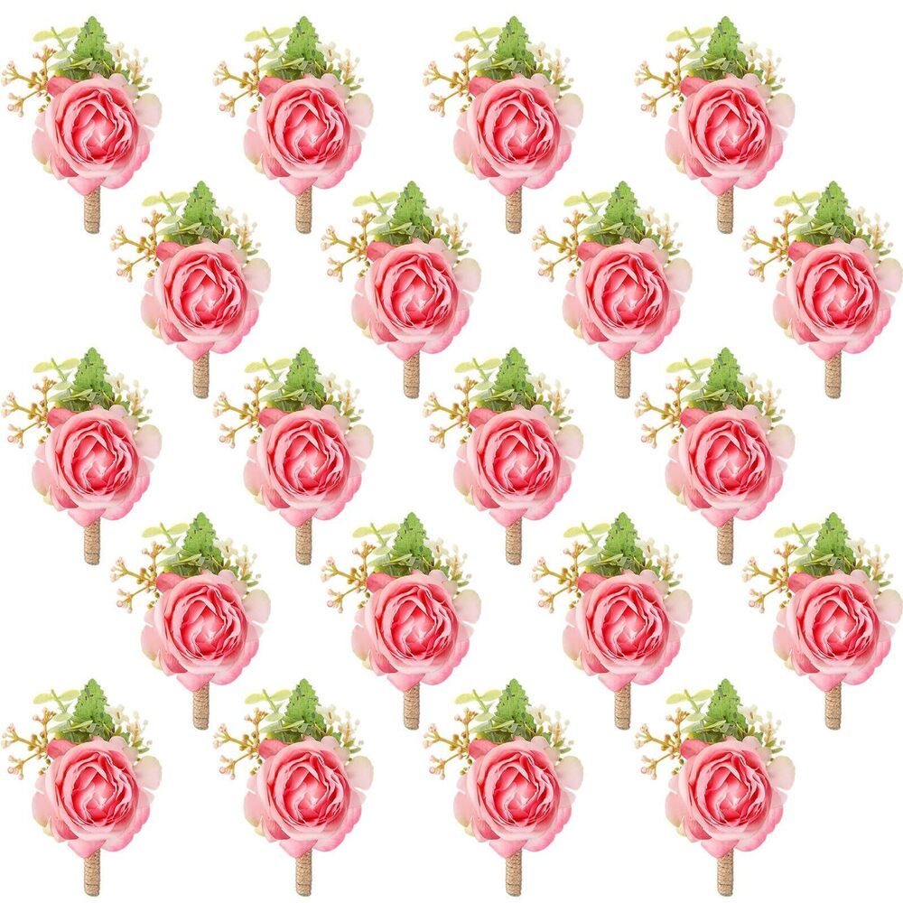 8717 36 Pcs Wedding Rose Boutonnieres Wedding Groomsmen Artificial Corsage